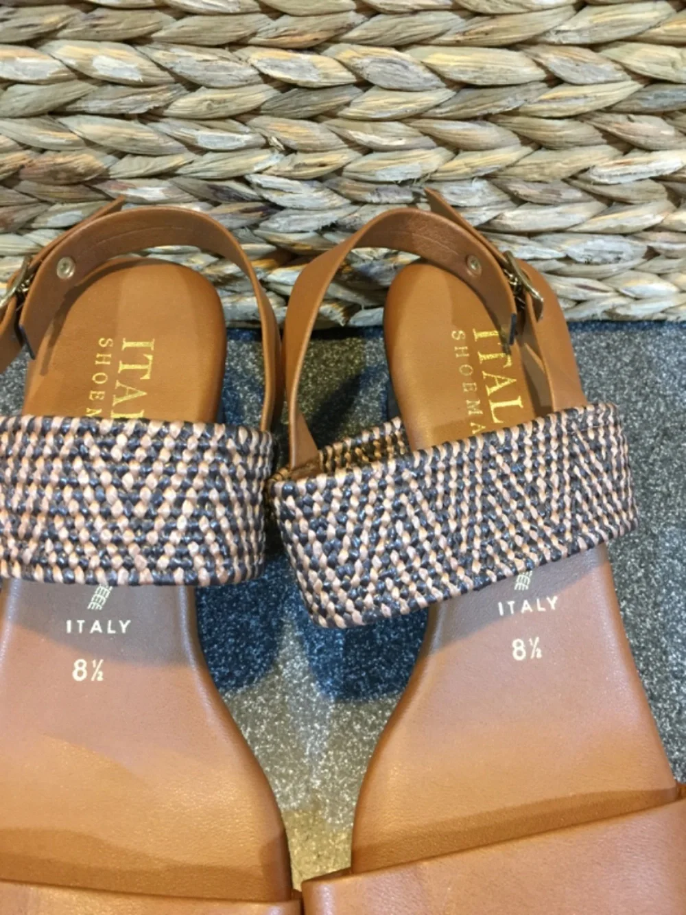 Italian Shoemakers Brown Tan Two-Strap Sandals